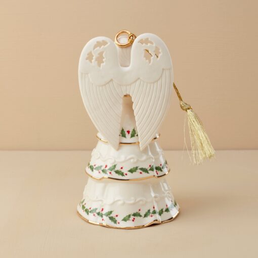 Holiday Angel Bell Holding Bouquet Ornament - Image 2